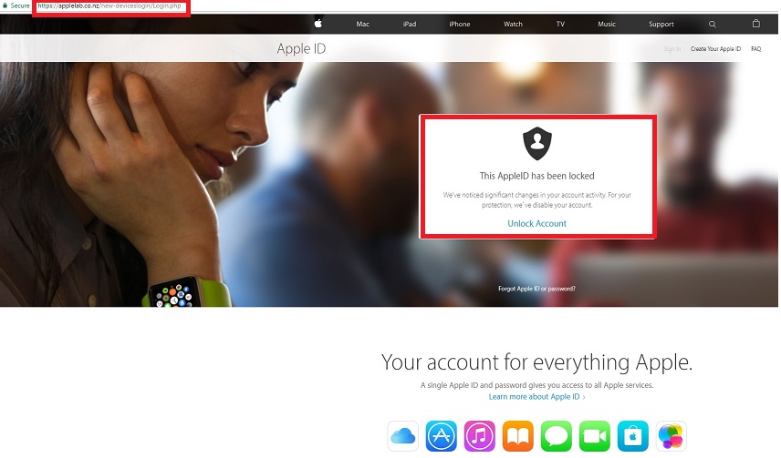 Apple Fake Website Example